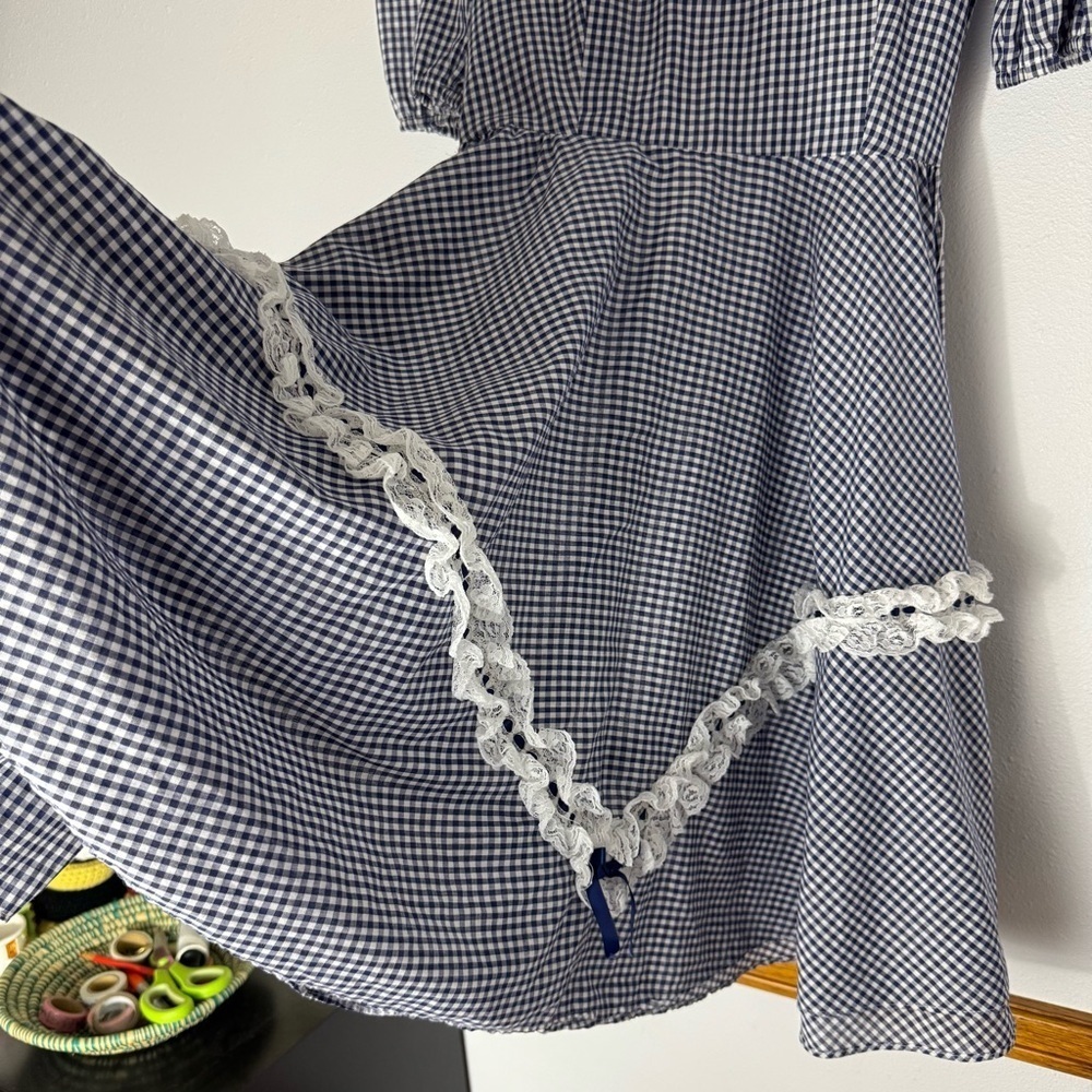 Vintage Jeri Bee navy blue gingham cottagecore dress size 10 - Picture 14 of 16